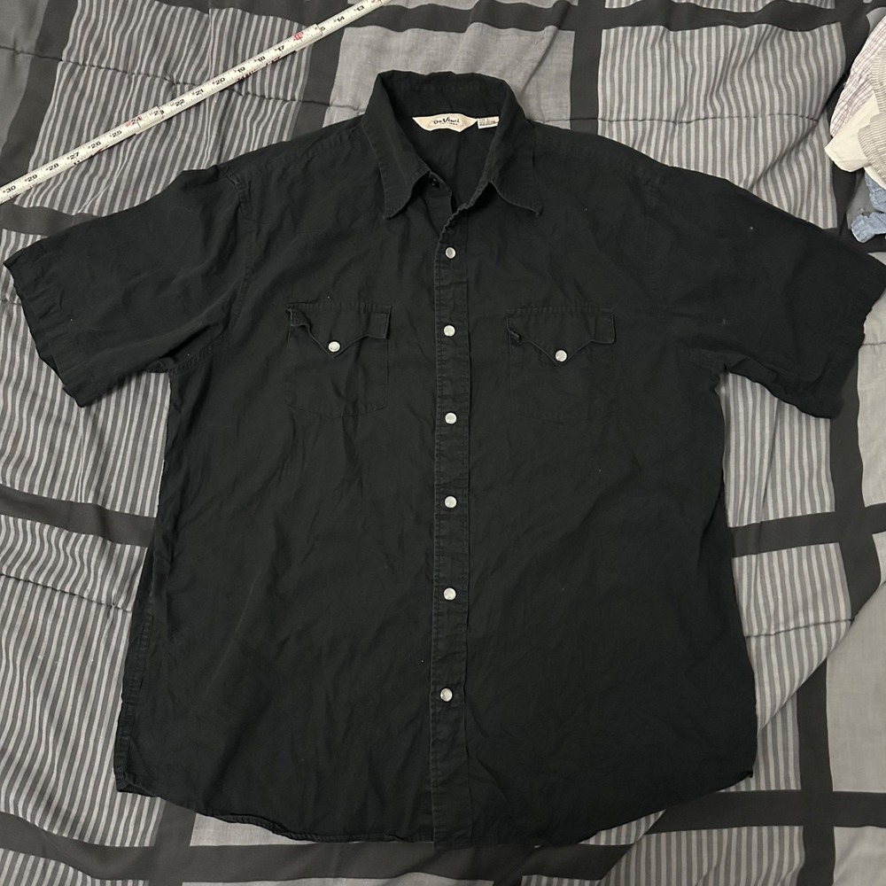 Da Vinci California Shirt Mens Large Black Pearl Snap Short Sleeve